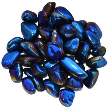 1 Lb Deep Blue Electroplated Tumbled Stones - Nakhti By Kali J.N.S