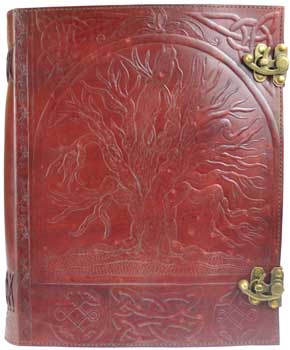 10" X 13" Tree Leather Blank Book W- Latch - Nakhti By Kali J.N.S