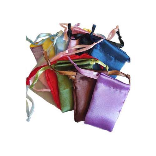 12 Pk 1 3-4" X 2" Mixed Colors Satin Drawstring Pouches - Nakhti By Kali J.N.S