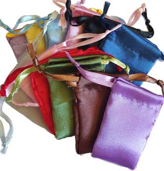 12 Pk 1 3-4" X 2" Mixed Colors Satin Drawstring Pouches - Nakhti By Kali J.N.S