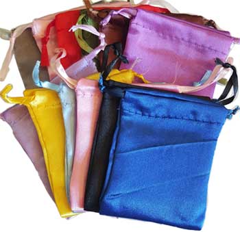 12 Pk 2 3-4" X 3" Mixed Colors Satin Drawstring Pouches - Nakhti By Kali J.N.S