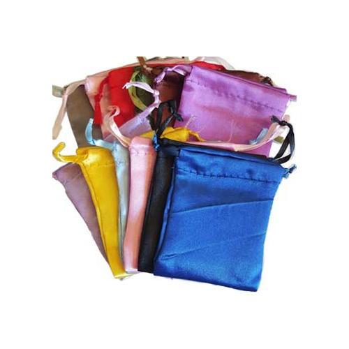 12 Pk 2 3-4" X 3" Mixed Colors Satin Drawstring Pouches - Nakhti By Kali J.N.S