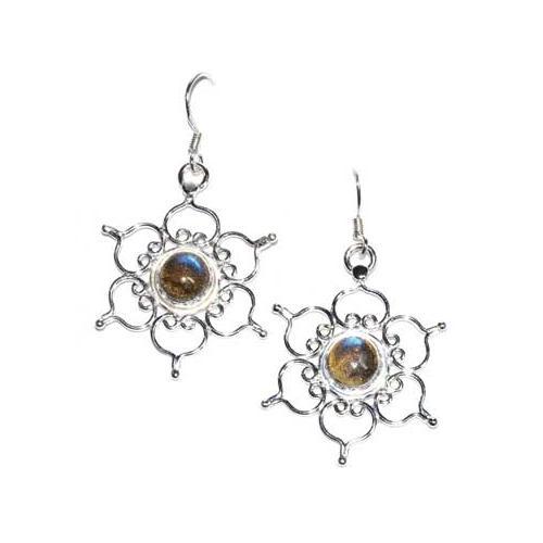 1.25" Lotus Labradorite Earrings - Nakhti By Kali J.N.S