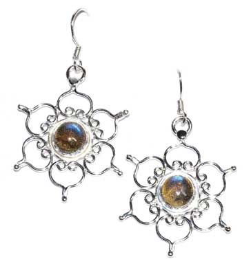 1.25" Lotus Labradorite Earrings - Nakhti By Kali J.N.S