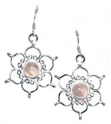 1.25" Lotus Rose Quartz Earrings - Nakhti By Kali J.N.S
