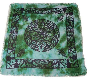 18"x18" Green Man Altar Cloth - Nakhti By Kali J.N.S