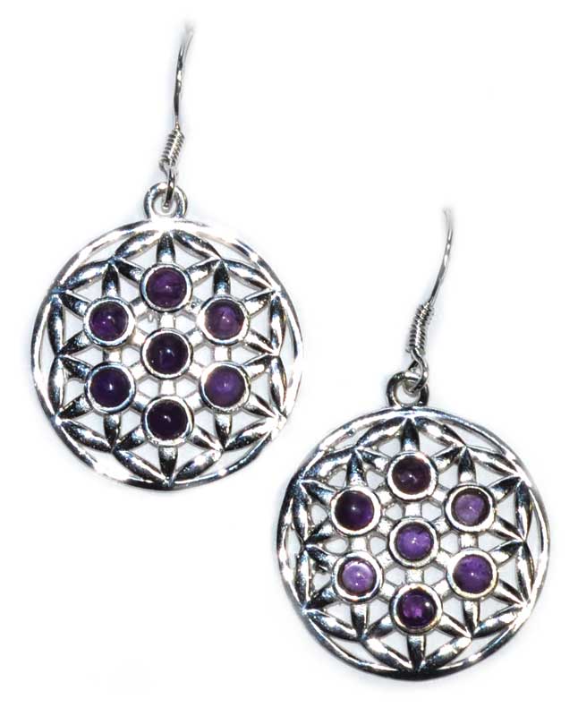 22mm Flower Of Life Amethyst Earrings - Nakhti By Kali J.N.S