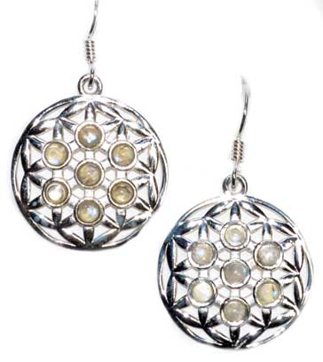 22mm Flower Of Life Rainbow Moonstone Earrings - Nakhti By Kali J.N.S
