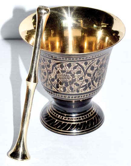 3 1-2" Brass Carved M & P - Nakhti By Kali J.N.S