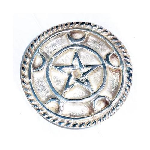 3" Silver Plated Brass Pentagram Altar Tile - Nakhti By Kali J.N.S