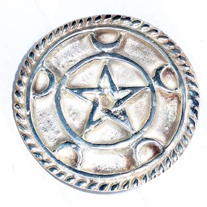 3" Silver Plated Brass Pentagram Altar Tile - Nakhti By Kali J.N.S
