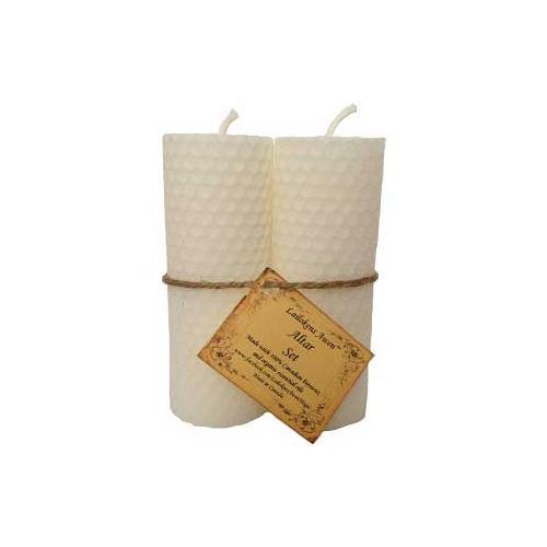 4 1-4" Altar Set White Lailokens Awen Candle - Nakhti By Kali J.N.S