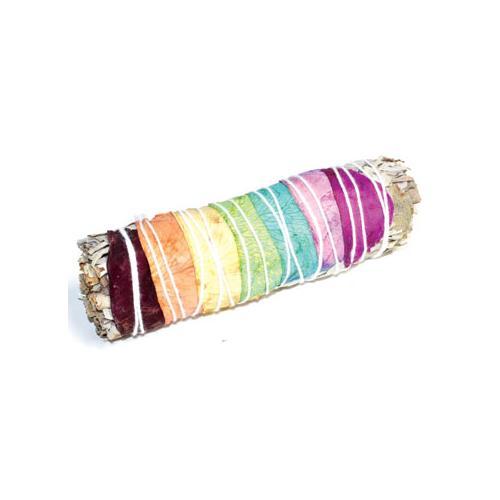 4" White Sage 7 Chakra Colors Stick - Nakhti By Kali J.N.S