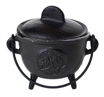 5" Cast Iron Cauldron W- Lid Tree Of Life - Nakhti By Kali J.N.S