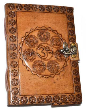 5" X 7" 7 Chakra Embossed Leather W- Latch - Nakhti By Kali J.N.S