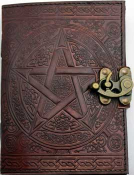 5" X 7" Brown Pentagram Leather W- Latch - Nakhti By Kali J.N.S