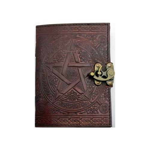 5" X 7" Brown Pentagram Leather W- Latch - Nakhti By Kali J.N.S