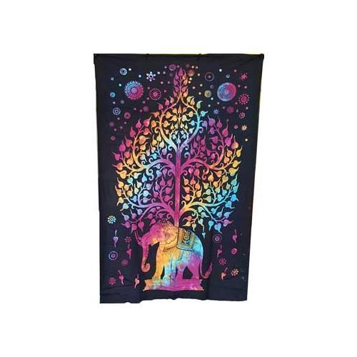 54" X 86" Elephant Tree Tapestry (tie Dye) - Nakhti By Kali J.N.S
