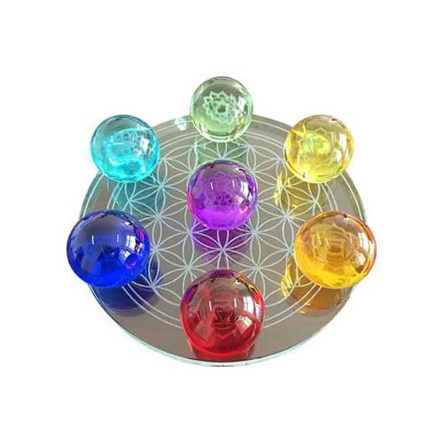 55mm 7 Chakra Flower Of Life Set Gazing Balls - Nakhti By Kali J.N.S