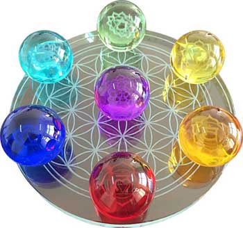 55mm 7 Chakra Flower Of Life Set Gazing Balls - Nakhti By Kali J.N.S