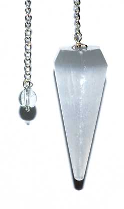 6-sided 7 Chakra Selenite Pendulum - Nakhti By Kali J.N.S