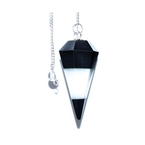 6-sided Tourmaline & White Agate Pendulum - Nakhti By Kali J.N.S