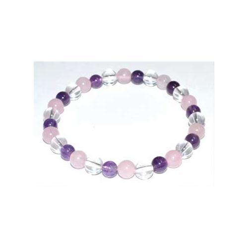 6mm Amethyst, Rose Quartz & Quartz Bracelet - Nakhti By Kali J.N.S