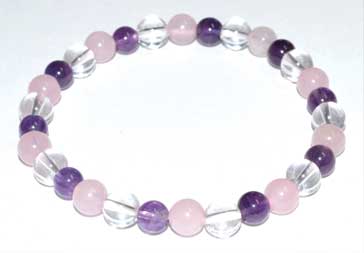 6mm Amethyst, Rose Quartz & Quartz Bracelet - Nakhti By Kali J.N.S