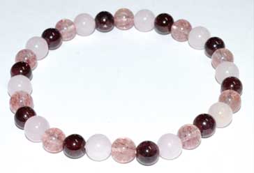 6mm Rose Qtz, Strawberry Qtz & Garnet Bracelet - Nakhti By Kali J.N.S