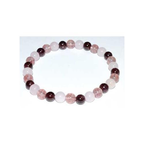 6mm Rose Qtz, Strawberry Qtz & Garnet Bracelet - Nakhti By Kali J.N.S
