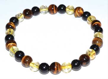 6mm Tiger Eye,citrine & Touramline, Black Bracelet - Nakhti By Kali J.N.S