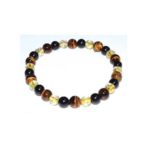 6mm Tiger Eye,citrine & Touramline, Black Bracelet - Nakhti By Kali J.N.S