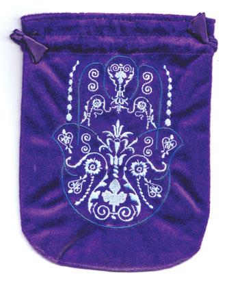 6"x 8" Fatima Hand Purple Velveteen Bag - Nakhti By Kali J.N.S