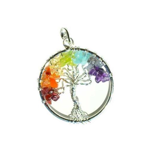7 Chakra Tree Of Life Pendant Silver Tone - Nakhti By Kali J.N.S
