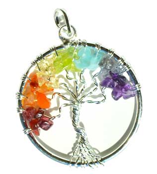 7 Chakra Tree Of Life Pendant Silver Tone - Nakhti By Kali J.N.S