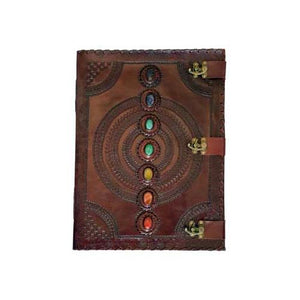 7 Stone Leather Blank Book W- 3 Latch - Nakhti By Kali J.N.S