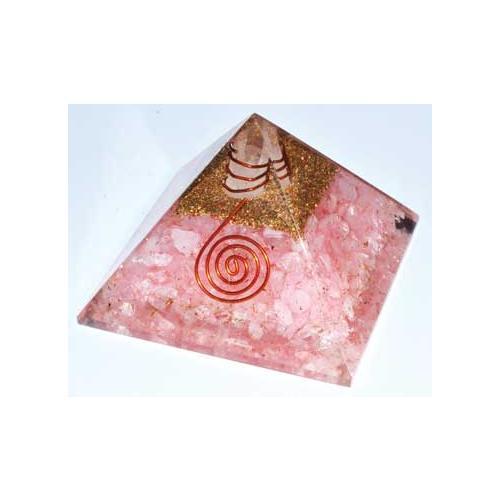 70mm Orgone Rose Quartz & Quartz Point Pyramid - Nakhti By Kali J.N.S