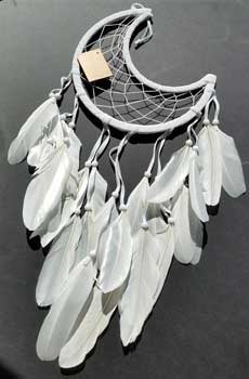 8 1-2" Half Moon White Dream Catcher - Nakhti By Kali J.N.S