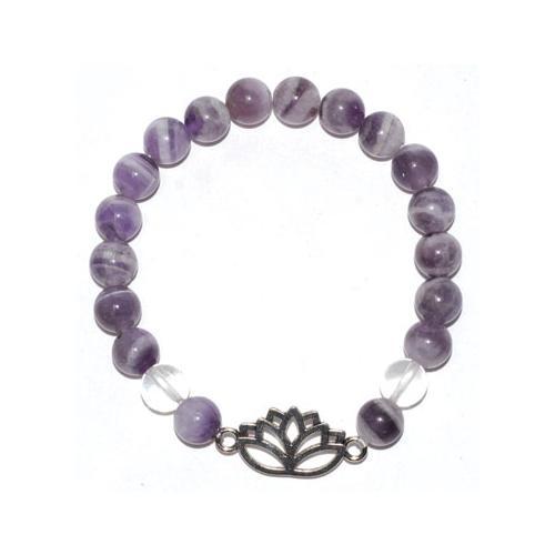 8mm Amethyst, Chevron & Quartz Lotus - Nakhti By Kali J.N.S