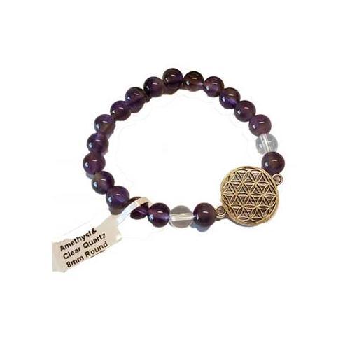 8mm Amethyst- Quartz With Flower Of Life - Nakhti By Kali J.N.S