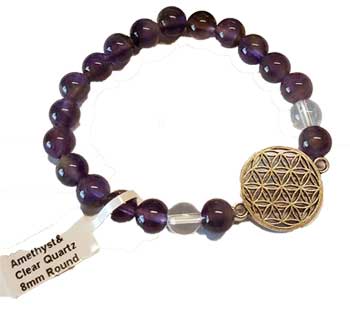 8mm Amethyst- Quartz With Flower Of Life - Nakhti By Kali J.N.S