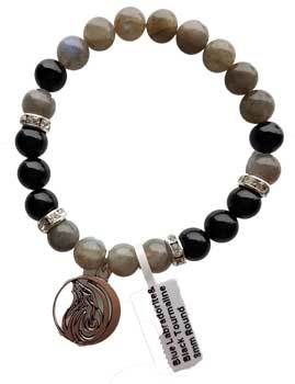 8mm Blue Labradorite & Black Tourmaline - Wolf - Nakhti By Kali J.N.S