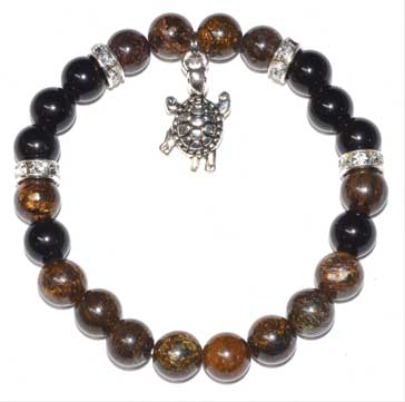8mm Bronzite & Rainbow Obsidian With Turtle - Nakhti By Kali J.N.S