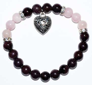 8mm Garnet- Rose Quartz With Heart - Nakhti By Kali J.N.S