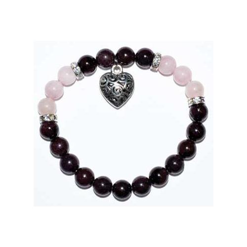 8mm Garnet- Rose Quartz With Heart - Nakhti By Kali J.N.S