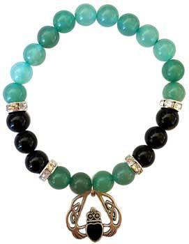 8mm Green Aventurine- Black Onyx With Heart - Nakhti By Kali J.N.S