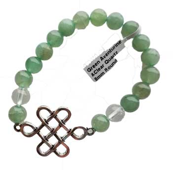 8mm Green Aventurine & Clear Quartz- Celtic - Nakhti By Kali J.N.S