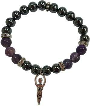 8mm Hematite (man-made)- Amethyst With Goddess - Nakhti By Kali J.N.S