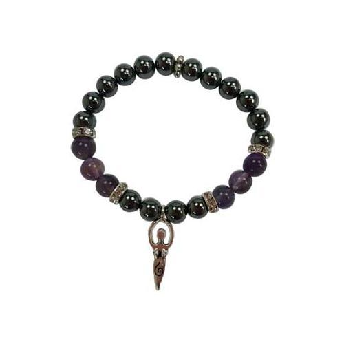 8mm Hematite (man-made)- Amethyst With Goddess - Nakhti By Kali J.N.S