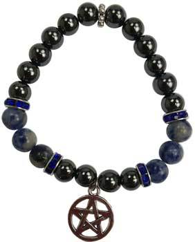 8mm Hematite (man-made)- Sodalite With Pentagram - Nakhti By Kali J.N.S